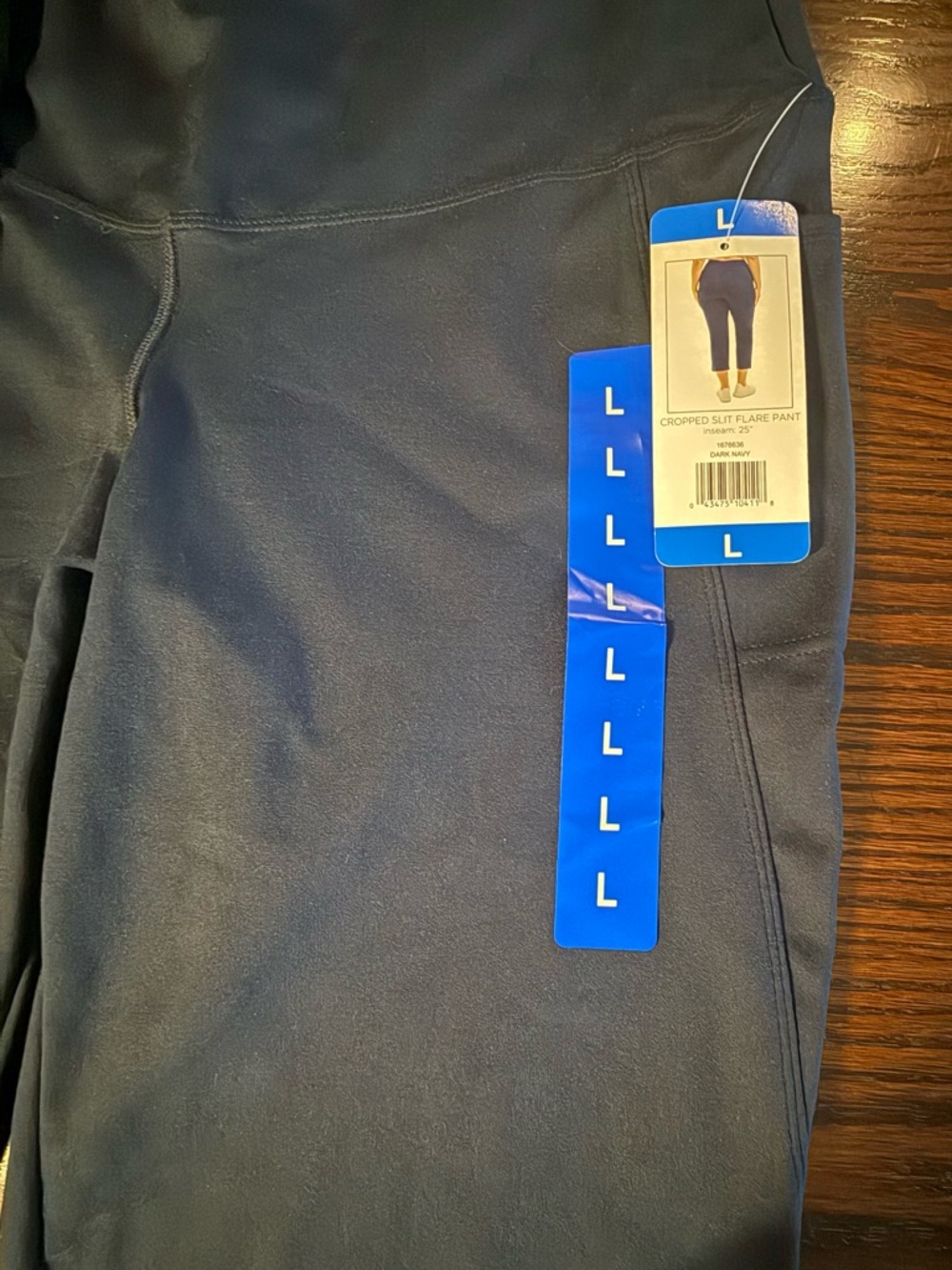 Jockey Cropped Slit Flare Pants NWT 2 Pair Bundle Dark Blue/ Black Side Pocket L - Picture 4 of 11